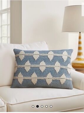 Birch Lane Textured Blue Decorative Throw Pillow Covers with Cream Pattern